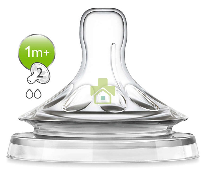 Avent Linea Allattamento Neonato 2 Tettarelle Natural Flusso Lento 2 Fori 1m+