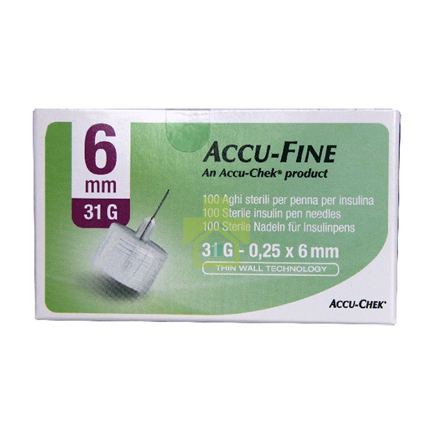 Accu-Chek Linea Controllo Diabete Accu-Fine 100 Aghi Sterili 31 G - 0,25 x 6 mm