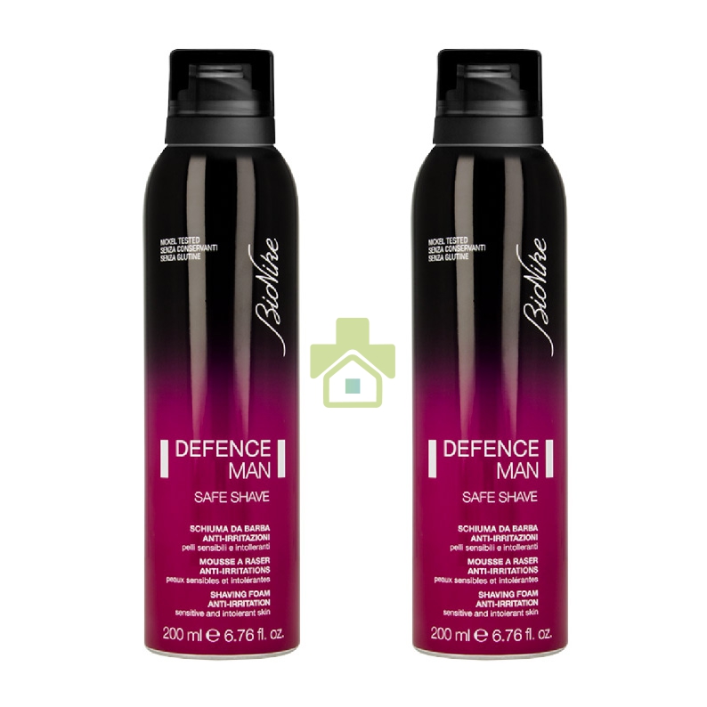 BioNike Linea Defence Man Schiuma da Barba Delicata Uomo Pelli Sensibili 2x200ml